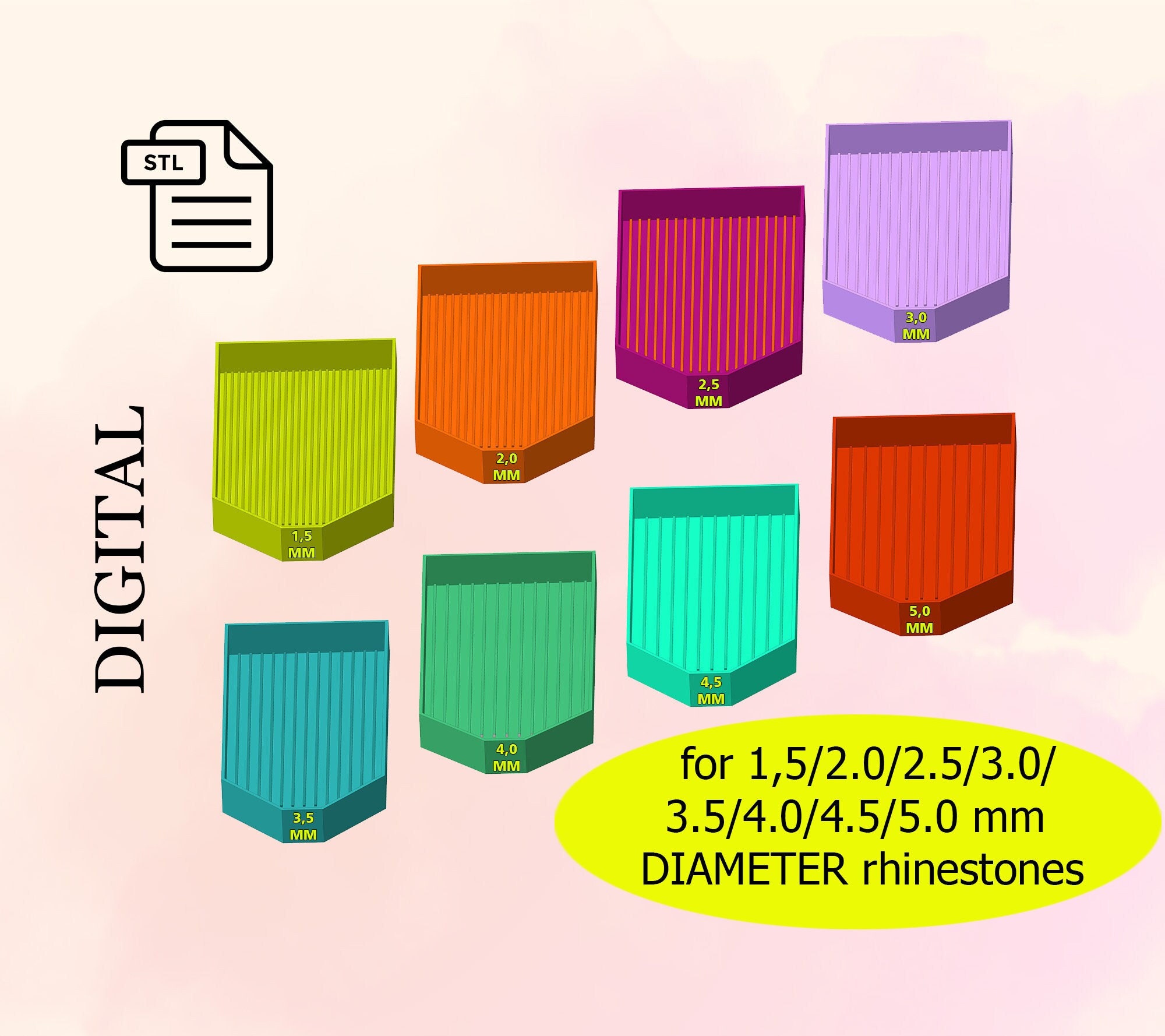 Diamond Art storage set by 3DPrintBunny, Download free STL model