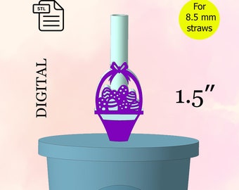 Easter Basket Straw Topper, STL File for 3d printing, 3d Print STL File, Easter Egg, Party Favors, Party Decorations - Digital Download.