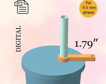 Simple Straw Topper with Attachment for a Charm, STL File for 3D Printing, for 9.5 mm Straws, Straw Cap, Straw Topper - Digital Download.