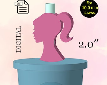 Princess, Girl Straw Topper, STL File for 3d printing, 3d Print Stl File, Handmade - Digital Download.