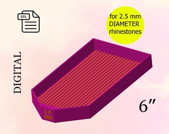 Vassoio di smistamento strass 2,5mm, file Stl per la stampa 3d, fatto a mano, fai da te, strumenti di gioielleria - Download digitale.