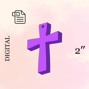 May include: A digital download STL file for a 2 inch purple cross pendant.