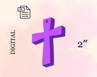 Baptism Cross Keychain, STL File for 3d Printing - Digital Download.