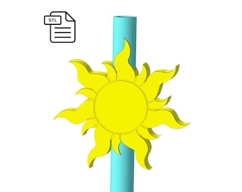Sun Straw Topper STL Datei für 3D Druck, Sommer Stl Datei, Baby Shower, Happy Birthday - Digitaler Download.