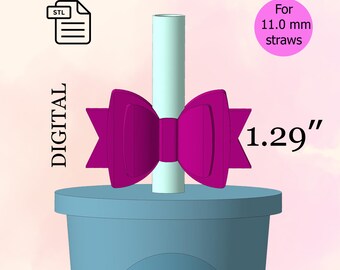 Bow Straw Topper, STL File for 3d printing, for 11.0mm Straws, 3d Print STL File, Party Favors - Digital Download.