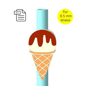 Eistüten Stroh Topper, STL Datei für 3D Druck, Geburtstagsparty, Babyparty, handgemacht - Digitaler Download..