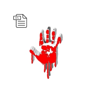 Bloody Handprint, Scary Straw Topper Stl File for 3D Printing, Halloween Decoration, Creepy, Spooky Decor, Baby Shower Party.