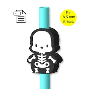 Funny Skeleton Straw Topper STL File for 3D printing / Halloween Decoration / Halloween Decor / Halloween Party.