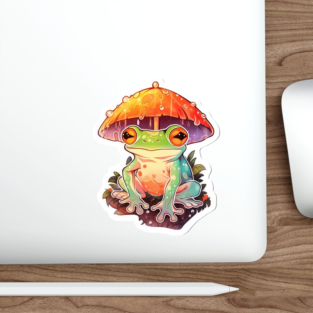 Kawaii Waterproof Vinyl Sticker Mushroom Hat Frog for Bottle, Laptop ...