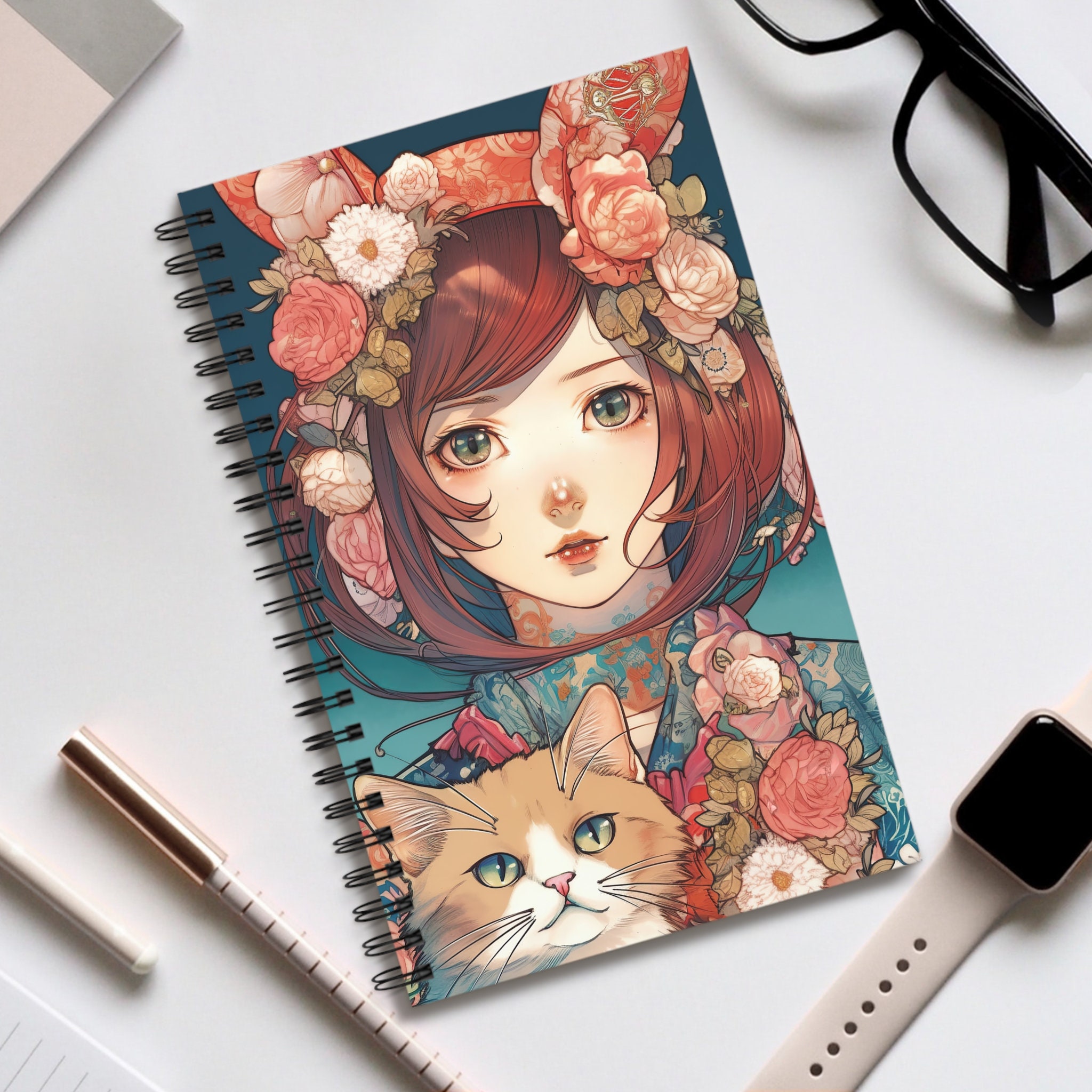 Red Anime Notebook Journal Anime Book Anime Journals Anime Notebooks, Just  a Girl Anime Gift, Spiral Notebook Ruled Line 