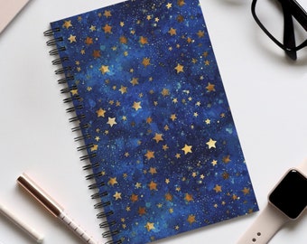 Celestial Star Spiral Notebook: Blue Watercolor Sky, Lined/Dotted/Blank