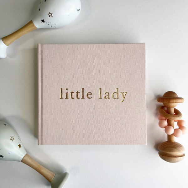 Baby Photo Album - Pink Little Lady Photo Albums - Baby Girl Gifts - Small 6x4" Photo Album Linen Photo Album - Gift for expecting Parents