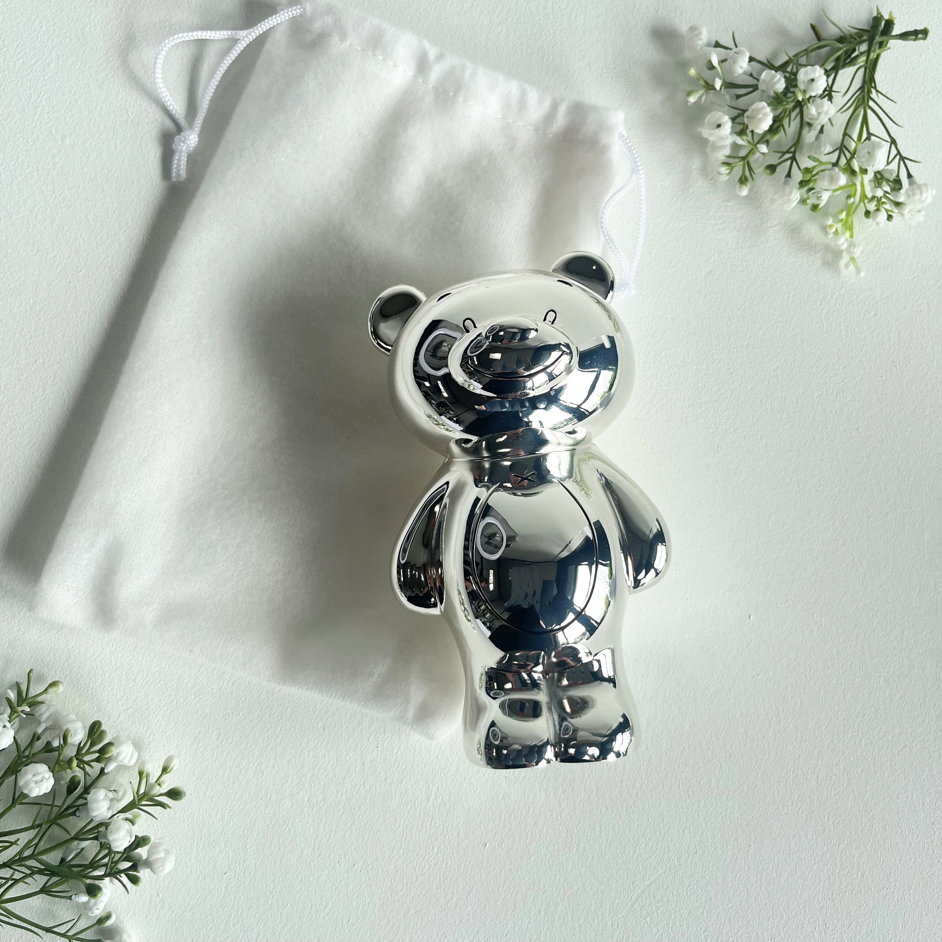 Silver bear money box hotsell