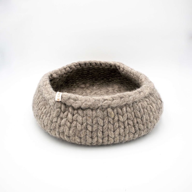Handmade Cat Bed Made From Natural Sheep Wool. Stylish Cat Bed. Natural