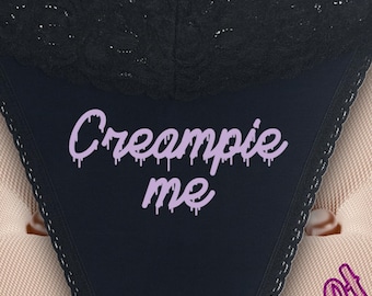 Creampie Me katoenen string met kanten rand, maten XS - 4XL, plus-maatvriendelijk