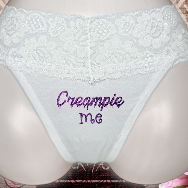 Creampie Me Lace Contrast Thong Hotwife QoS Queen of Spades Thong - SlutWear : SlutGear Slut Clothing Many Colors!