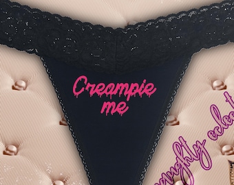 Creampie Me katoenen string met kanten rand, maten XS - 4XL, plus-maatvriendelijk