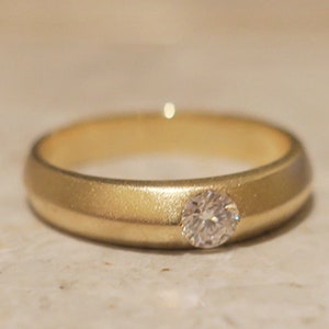 14K Solid Gold 0.20CT Lab Grown Diamond Ring, Solitaire Ring, Matte Finish Ring, Modern Engagement Ring, Unique Ring, Simple Wedding Ring