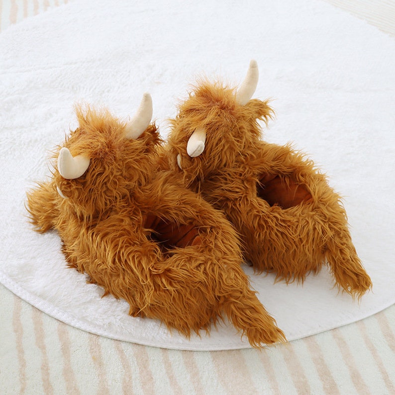 Highland Cow Slippers Highland Cattle Slippers Present Moo Etsy