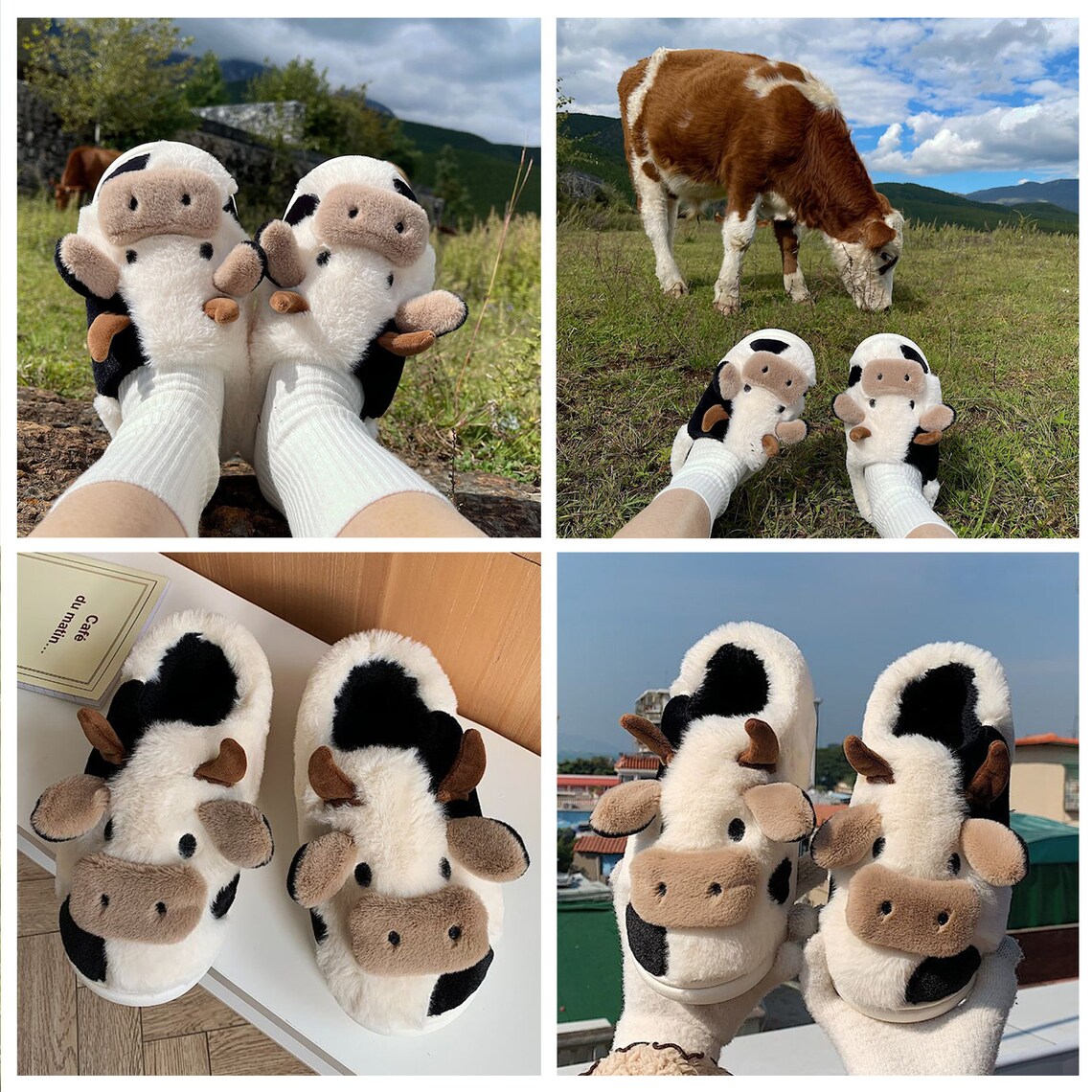 Moo Slippers Cute Cow Slippers Animal Slippers Daughter's Etsy UK