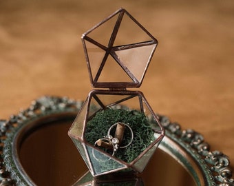 Caja de anillo de vidrio, Caja de anillo de boda Caja de anillo de compromiso, Caja portadora de anillo Caja de anillo de novia, Caja de anillo de propuesta