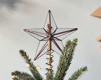 Glass tree topper, Christmas star tree topper Christmas ornament