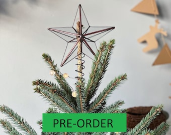 Glass tree topper, Christmas star tree topper Christmas ornament