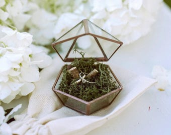 Engagement ring box, Proposal ring box Wedding ring box, Ring bearer box, Glass ring box, Geometric ring box, Rustic ring box