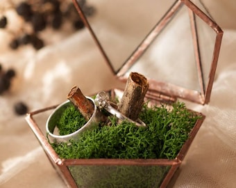 Engagement ring box, Proposal ring box Wedding ring box, Ring bearer box, Glass ring box, Geometric ring box, Rustic ring box