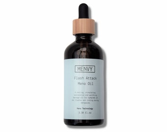 Aceite de ataque de flash / Sofocos de la menopausia / 100 ml / Aceite de baño y masaje / Reduce los sofocos / Alivio de la perimenopausia y la menopausia