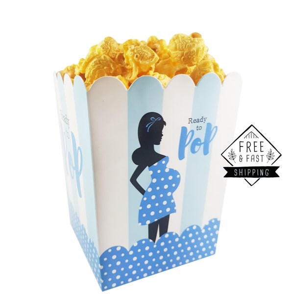 Ready to Pop Popcorn Favor Boxes for Baby Showers & Sprinkles | Party Sized | Party Supplies | Its a Boy | Cute Popcorn Boxes | Trendy Mommy