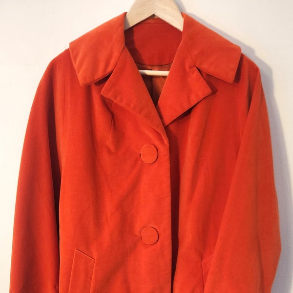 1960s Vintage Orange Velvet Coat by Marguerite Rubel of San Francisco - So Mod!