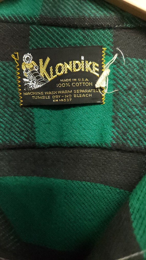 Green buffalo plaid Klondike flannel shirt. Size … - image 2