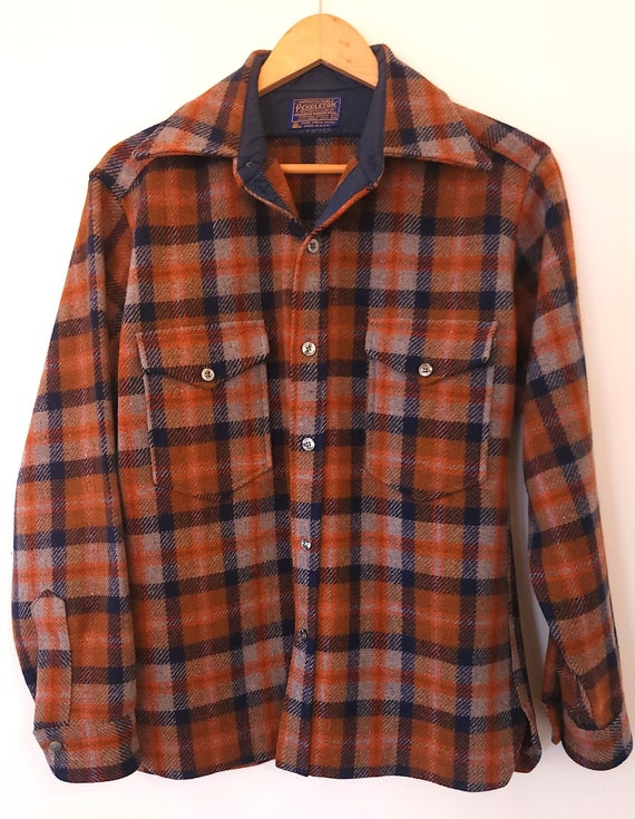 Vintage Pendleton Shirt Jacket Orange, Grey, Navy 