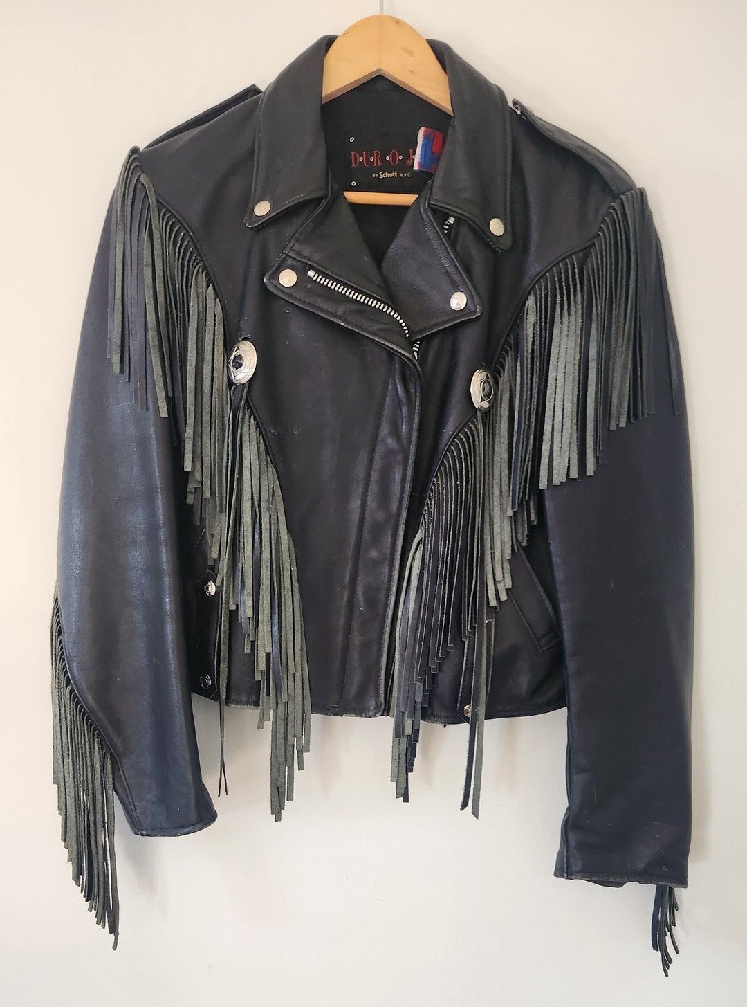 Vintage Dur-o-jac by Schott NYC Fringed Motorcycle Jacket - Etsy