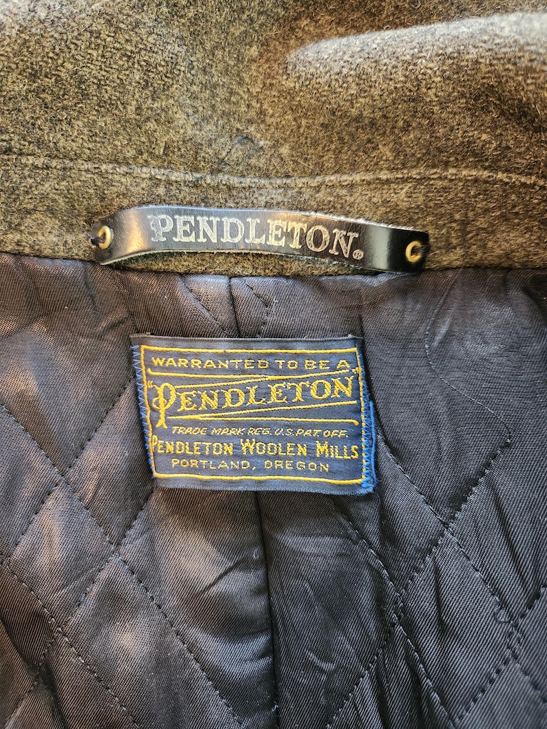 Vintage Pendleton Wool Insulated Overcoat Olive Green Late 50s Early ...