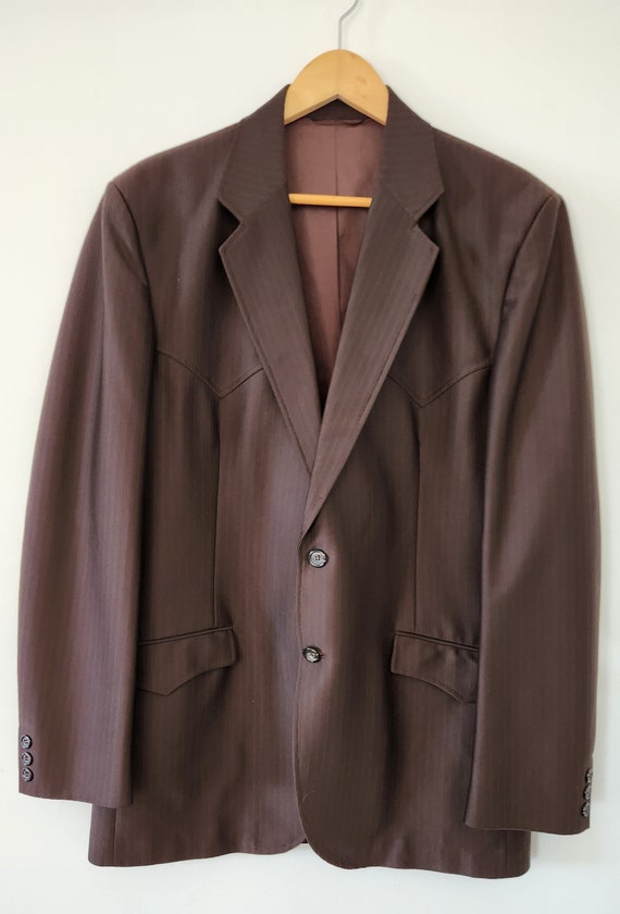 Vintage Circle S western suit chocolate brown men'