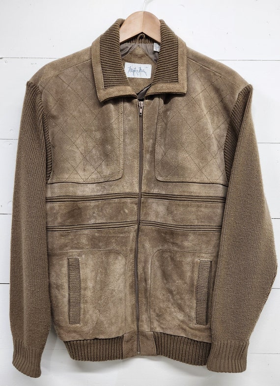 Mister Man suede and knit bomber jacket. Size XL.