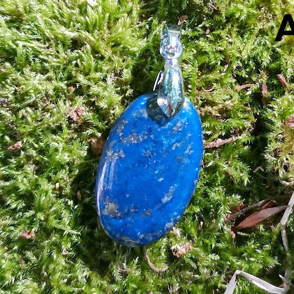 Pendentif en pierre naturelle de lapis lazuli - Forme goutte ou ovale - Grade AAA - Confiance en soi, calme stress, favorise sommeil