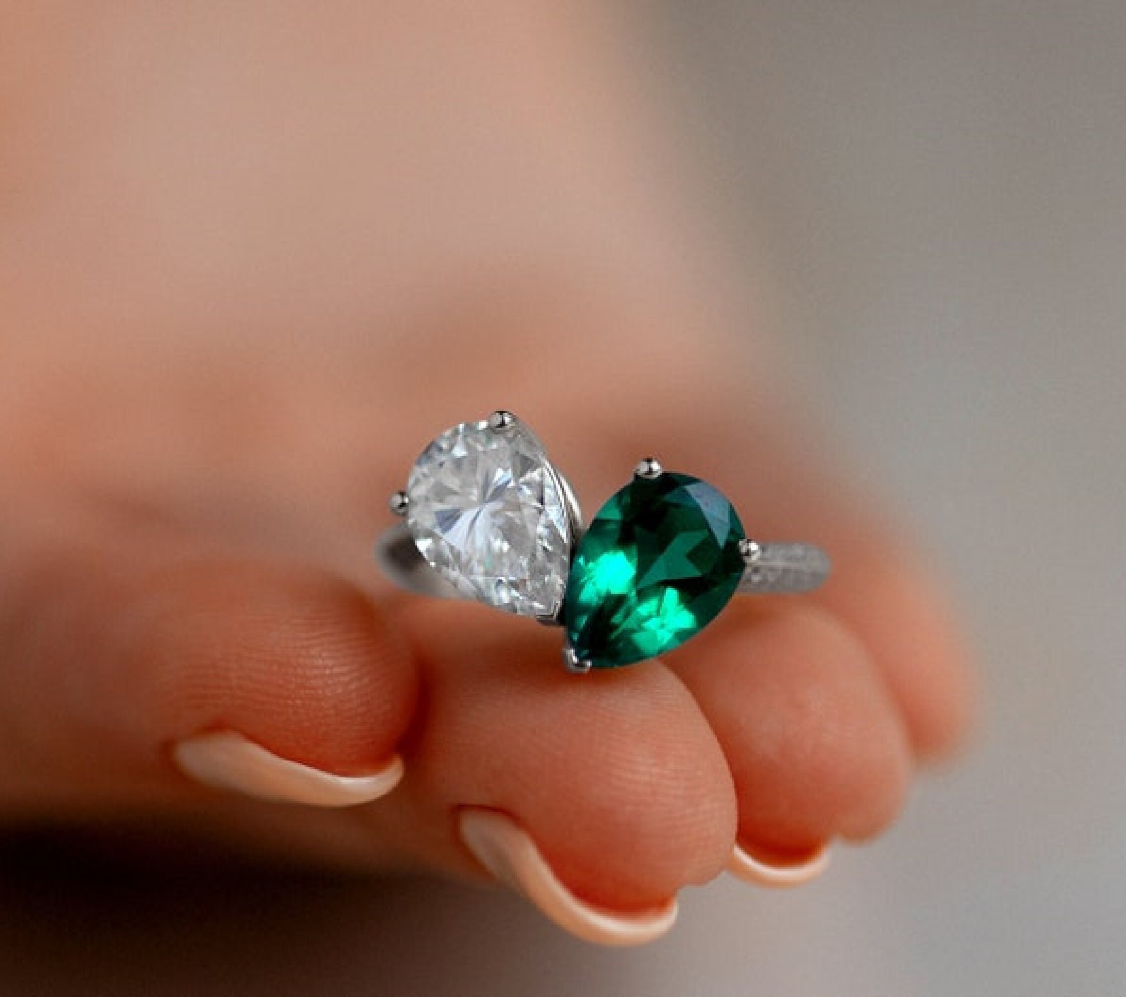 Bague De Fiancaille Megan Fox Bague Megan Fox Diamond Bague de fiançailles Toi Et Moi - Etsy France