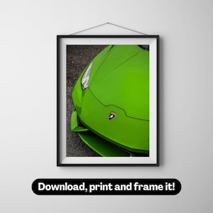 Green sports car Lamborghini | Photography wall art | Printable digital download