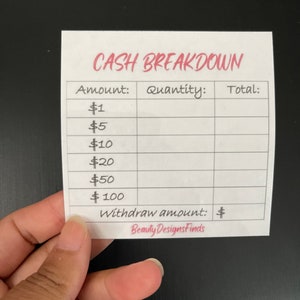 Cash Breakdown Teller Slip