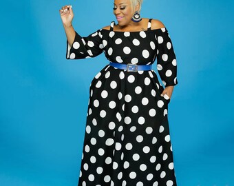 Black and White Polka Dot Dress - Etsy