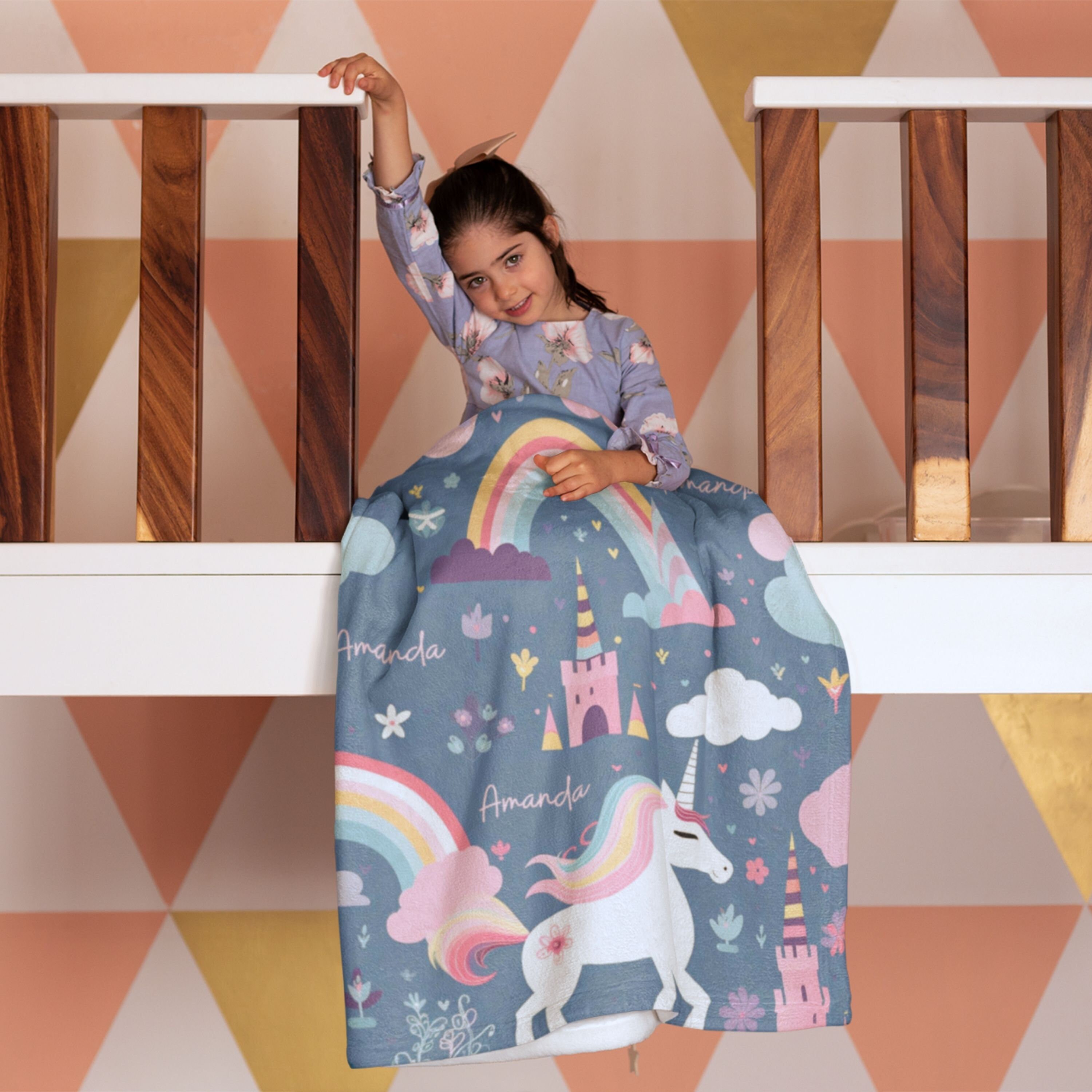 Personalized Unicorn Fleece Blanket For Girls - Custom Kids Throw, 50x60 Inches, Perfect Gift