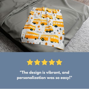 School Bus Pattern Print Hooded Blanket