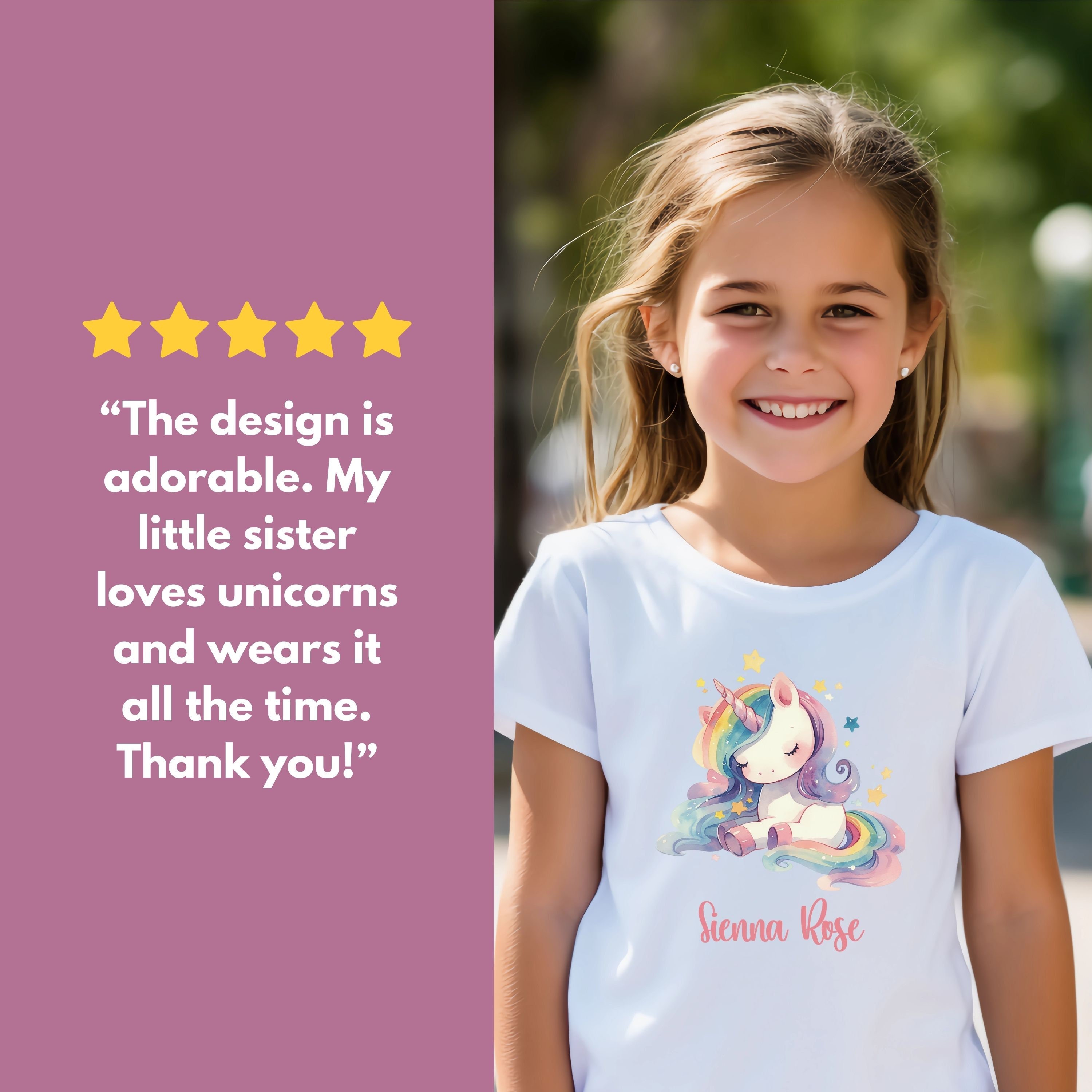 Bambino T-shirt Unicorno Stella Regalo Personalizzato Per - Foto 2