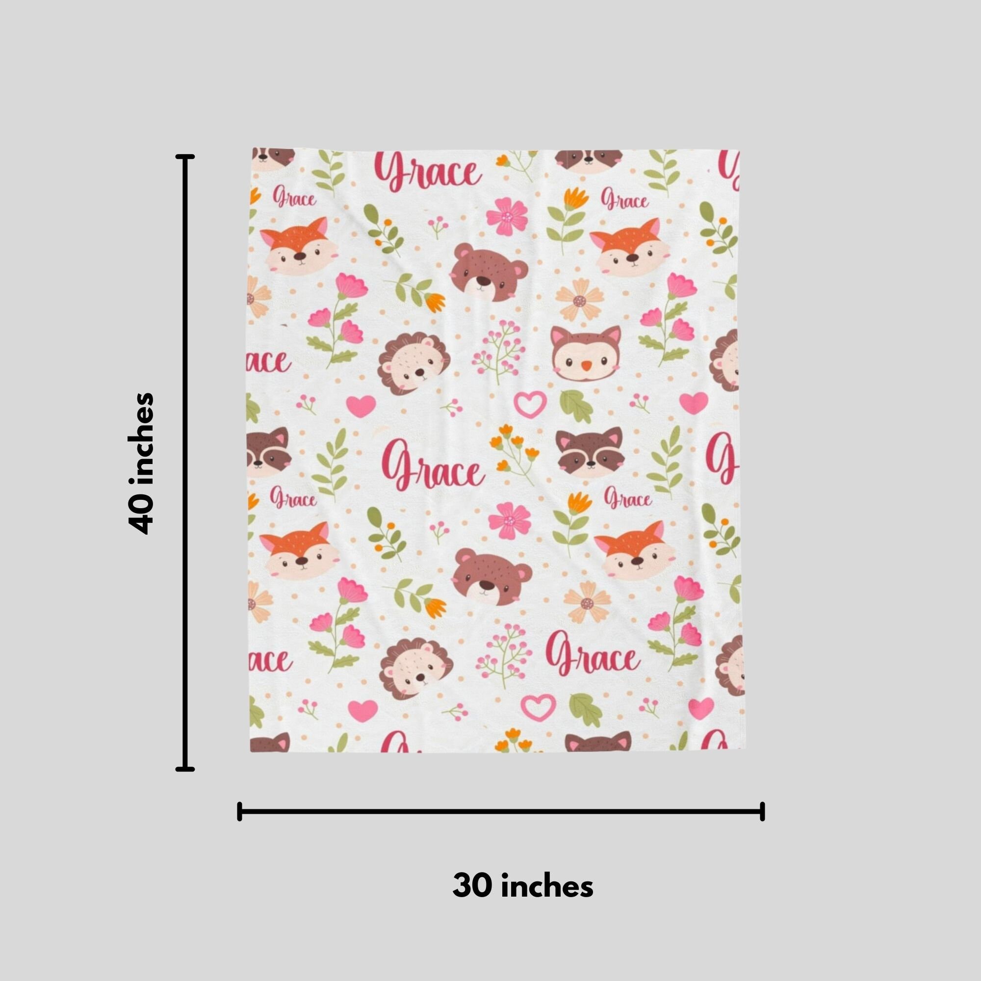 Personalized Baby Animal Blanket for Kids, Adorable Custom Blanket for