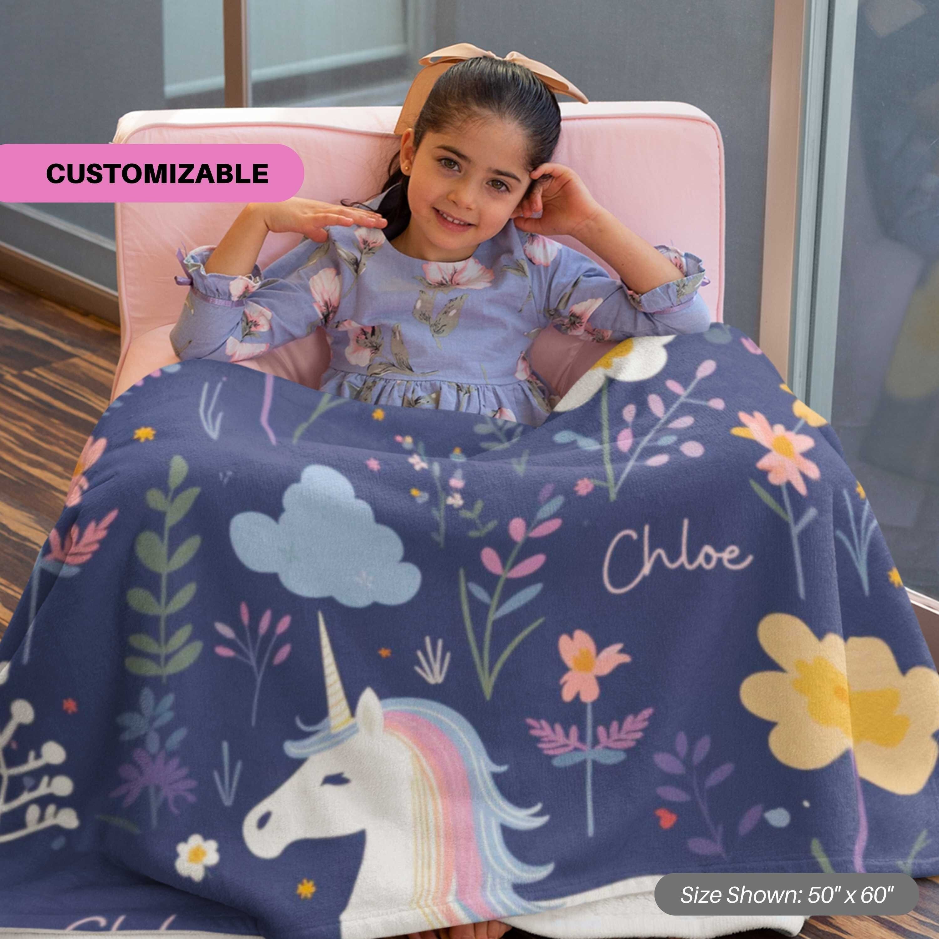 Personalized Blanket for Kids, Custom Name Nursery Fleece for Newborn, Monogram Name Christmas Gift, Birthday for Daughter 0013C