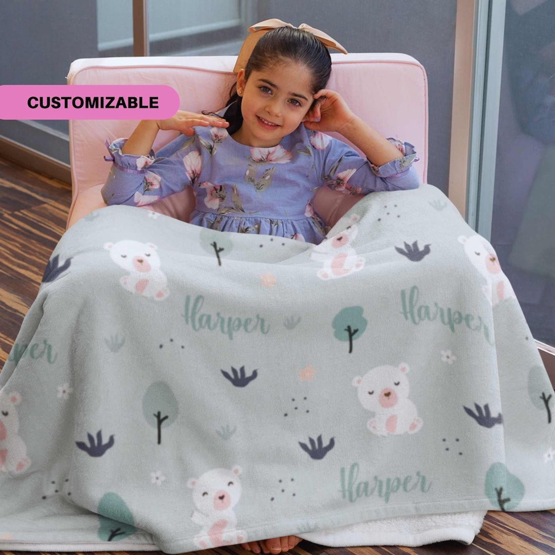 Personalized Baby Polar Bear Blanket Cute Custom Blanket for Etsy