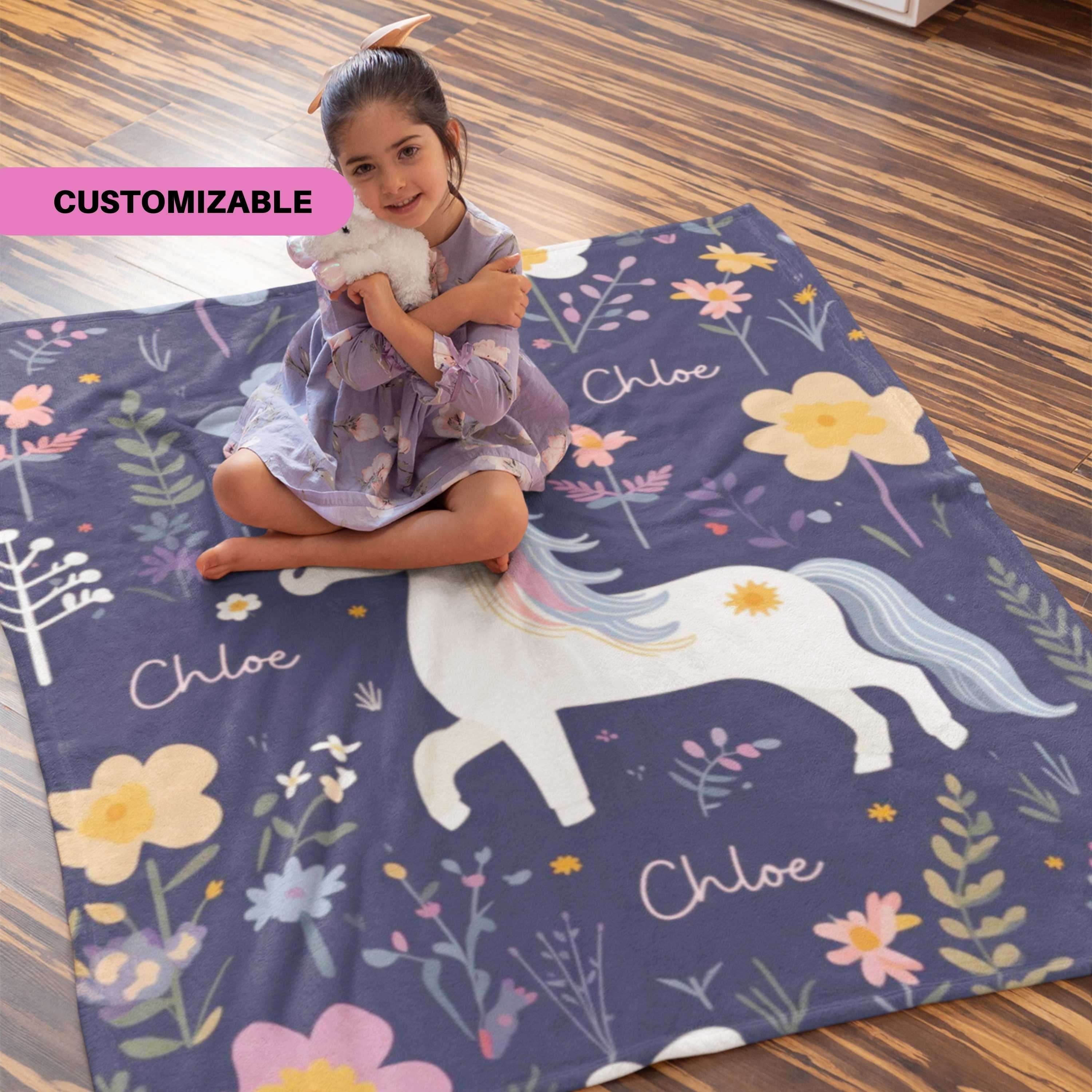 Personalized Blanket for Kids, Custom Name Nursery Fleece for Newborn, Monogram Name Christmas Gift, Birthday for Daughter 0013C